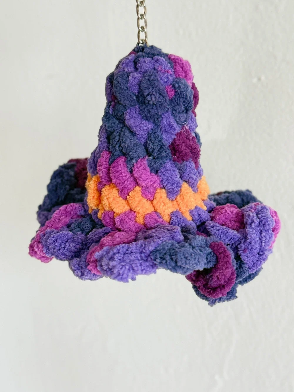 Handmade Crochet Witch Hat Keychain –     Variegated Midnight Purple and Orange